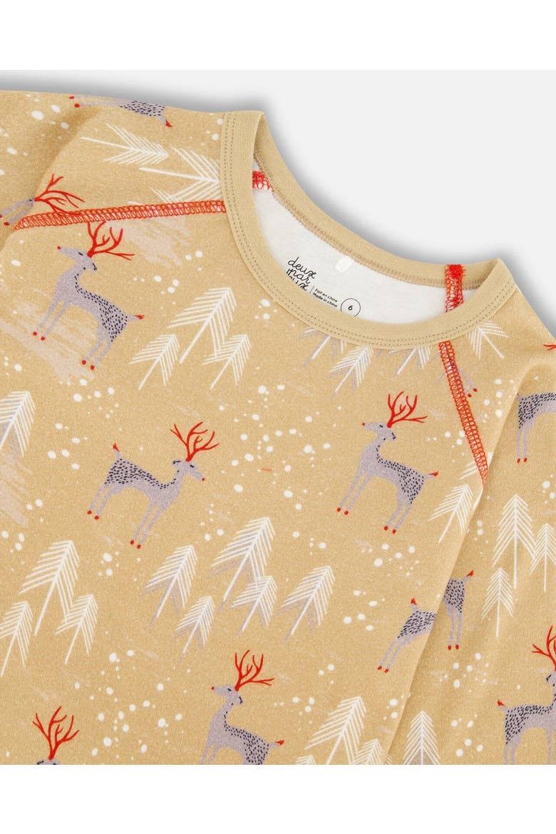 Kids Unisex Organic Cotton Kid Two Piece Family Christmas Pajama Set, Alternate, color, Printed Christmas Deer