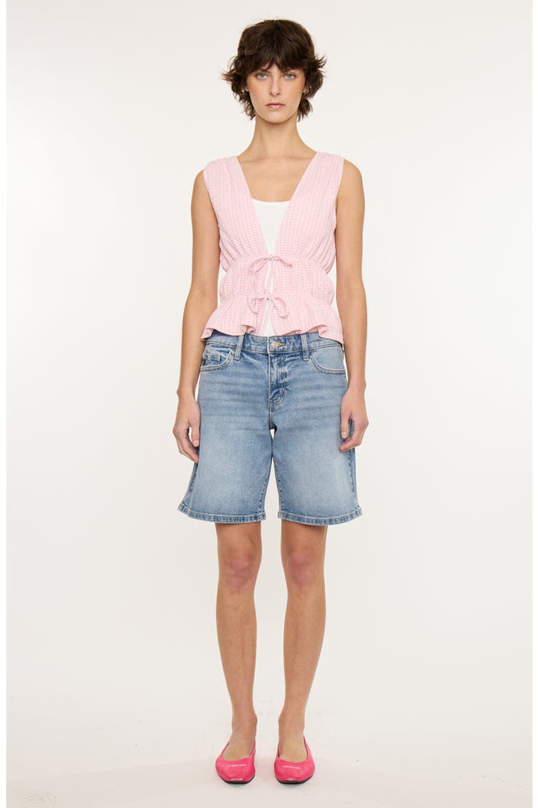 Margo Essentials Mid Rise Bermuda Denim Shorts, Main, color, Medium Wash