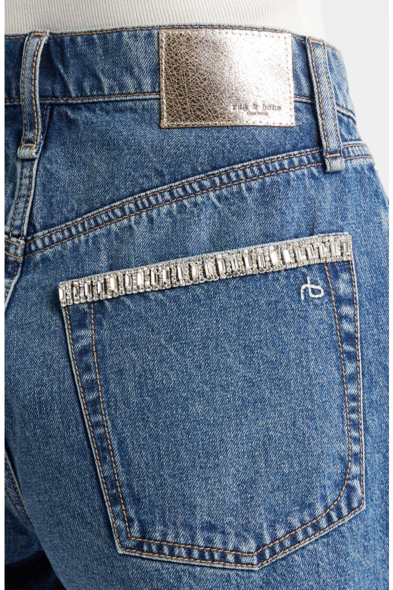 Embellished High Waist Raw Hem Cutoff Denim Shorts, Alternate, color, EVJWL