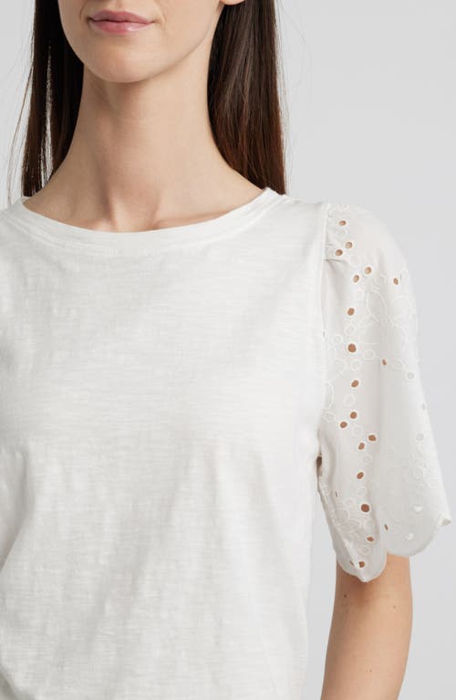 BEACHLUNCHLOUNGE BEACHLUNCHLOUNGE PERCY EYELET SLEEVE MIXED MEDIA TOP 