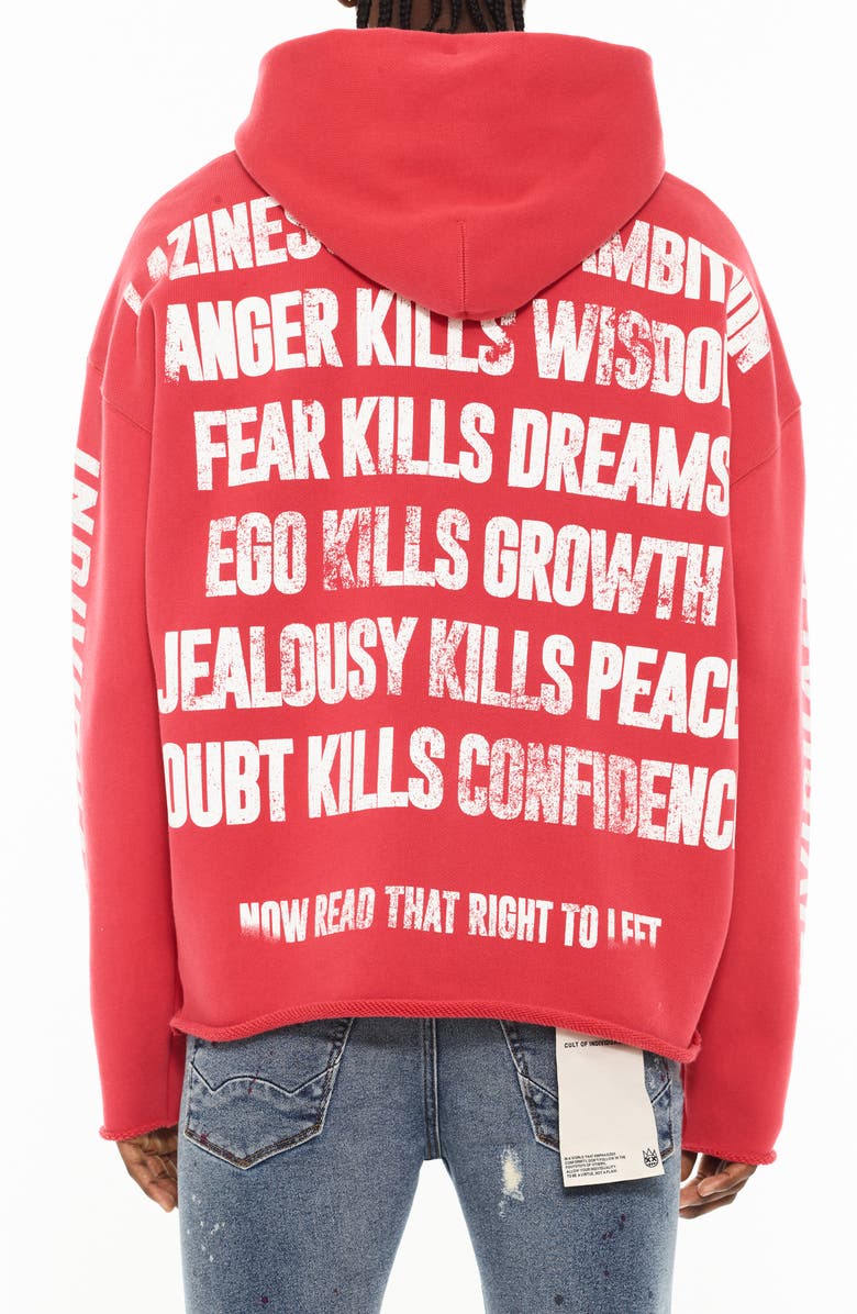 Cult of Individuality Novelty Cotton Graphic Hoodie, Alternate, color, Rouge Red