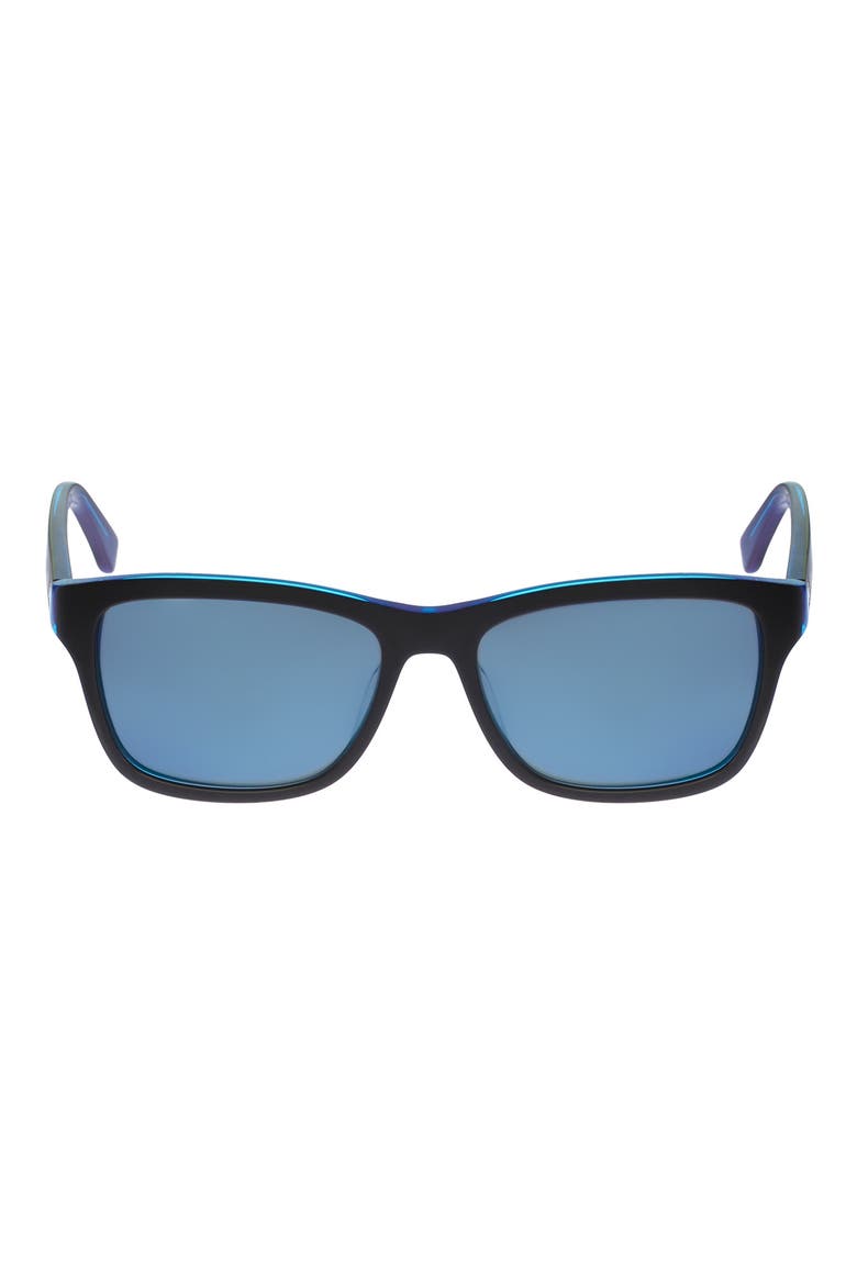 55mm Gradient Rectangular Sunglasses, Main, color, BLACK/BLUE