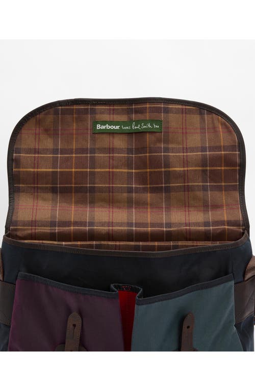 Barbour X Paul Smith Tarras Waxed Cotton Messenger Bag In Multi