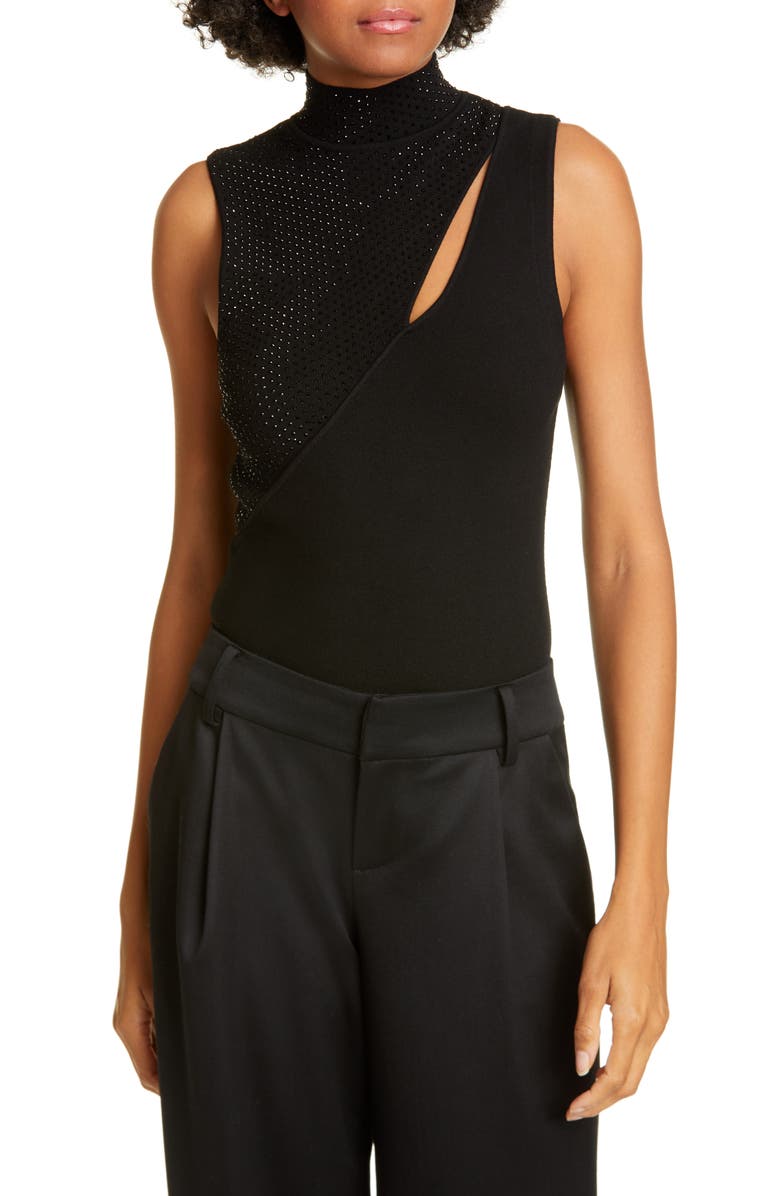 Alice + Olivia Abbi Embellished Top, Main, color, 