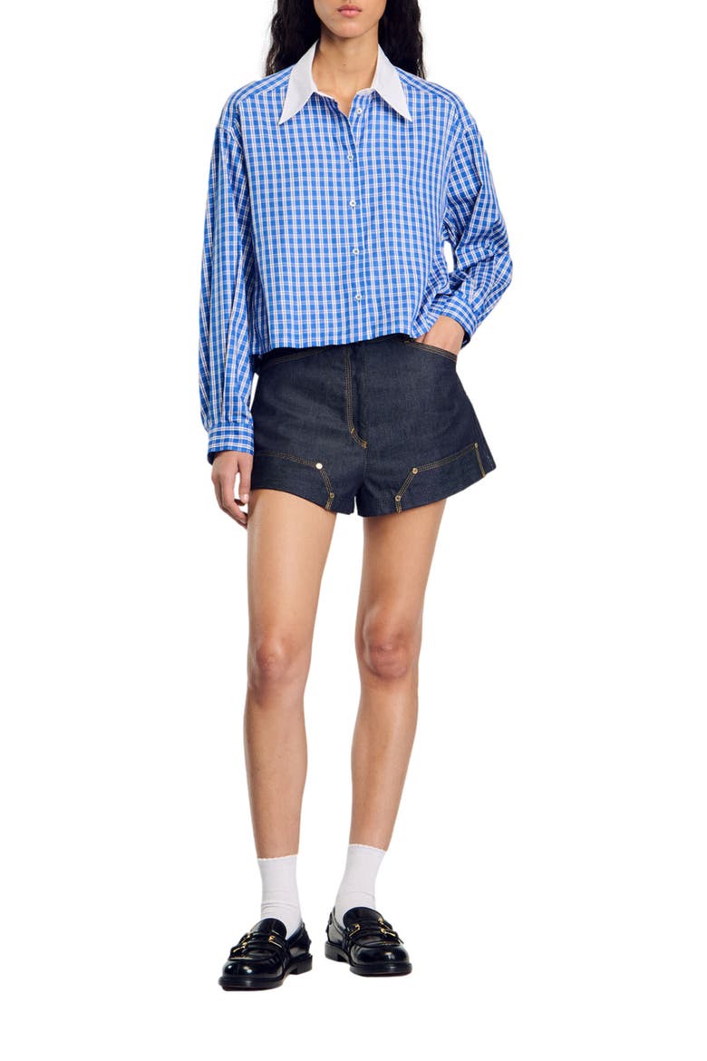 Short checked shirt, Alternate, color, Royal blue