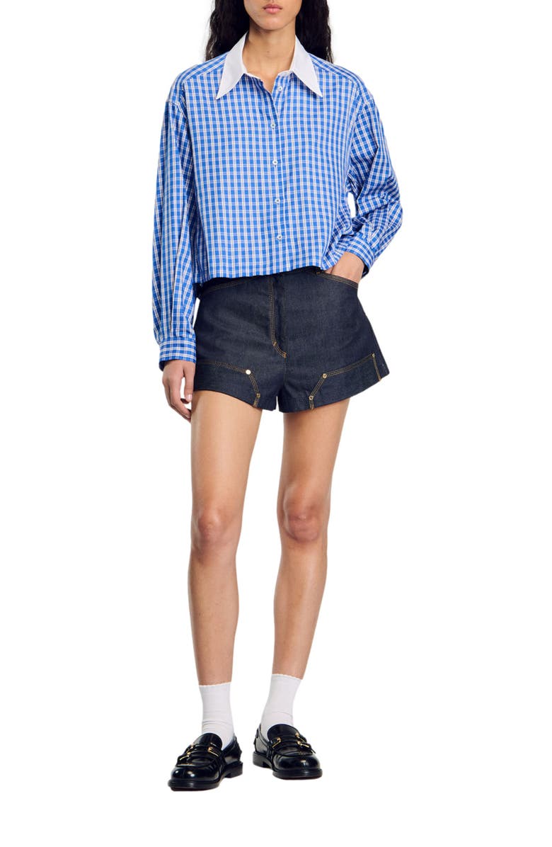 SANDRO Short checked shirt, Alternate, color, 