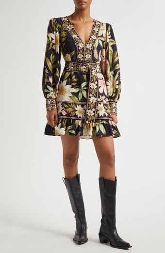 FARM Rio Surreal Flowers Long Sleeve Minidress