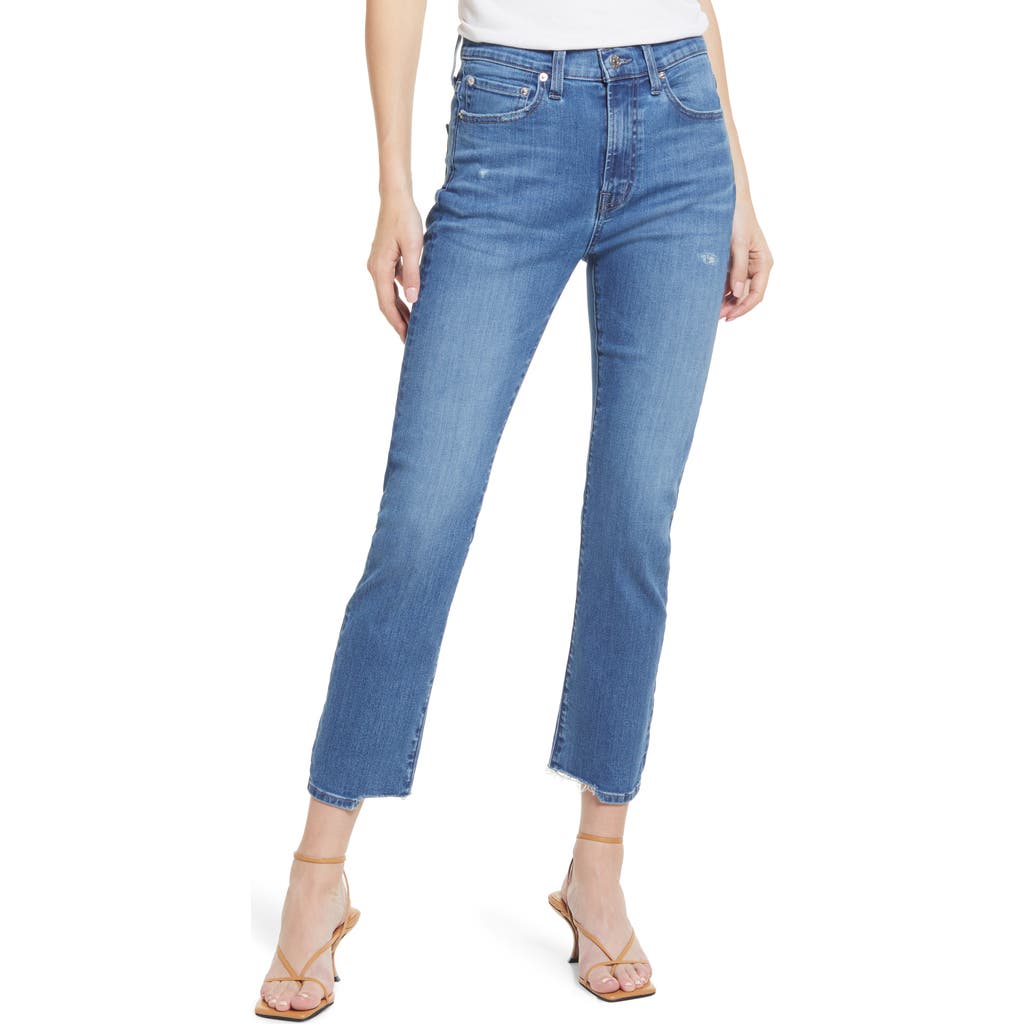 Edwin Bree High Waist Raw Hem Ankle Straight Leg Jeans In Dream Wave