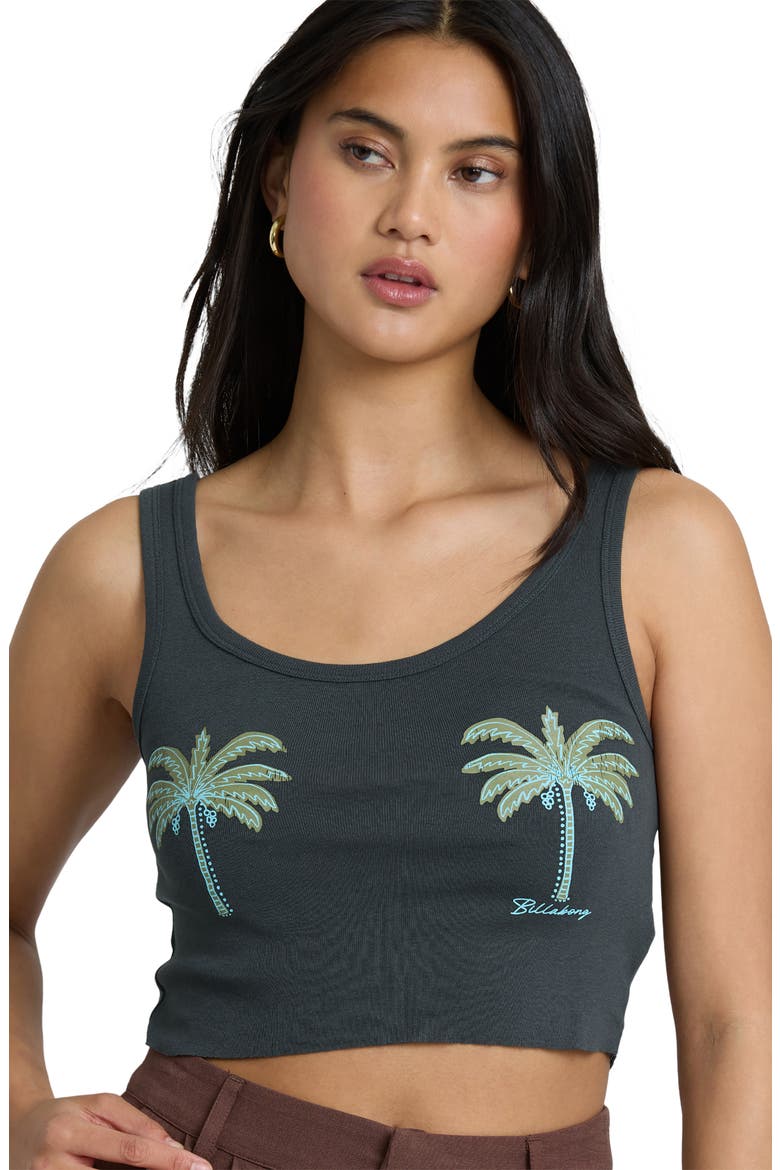 Vacation Crop Cotton Graphic Tank, Alternate, color, OFF BLACK