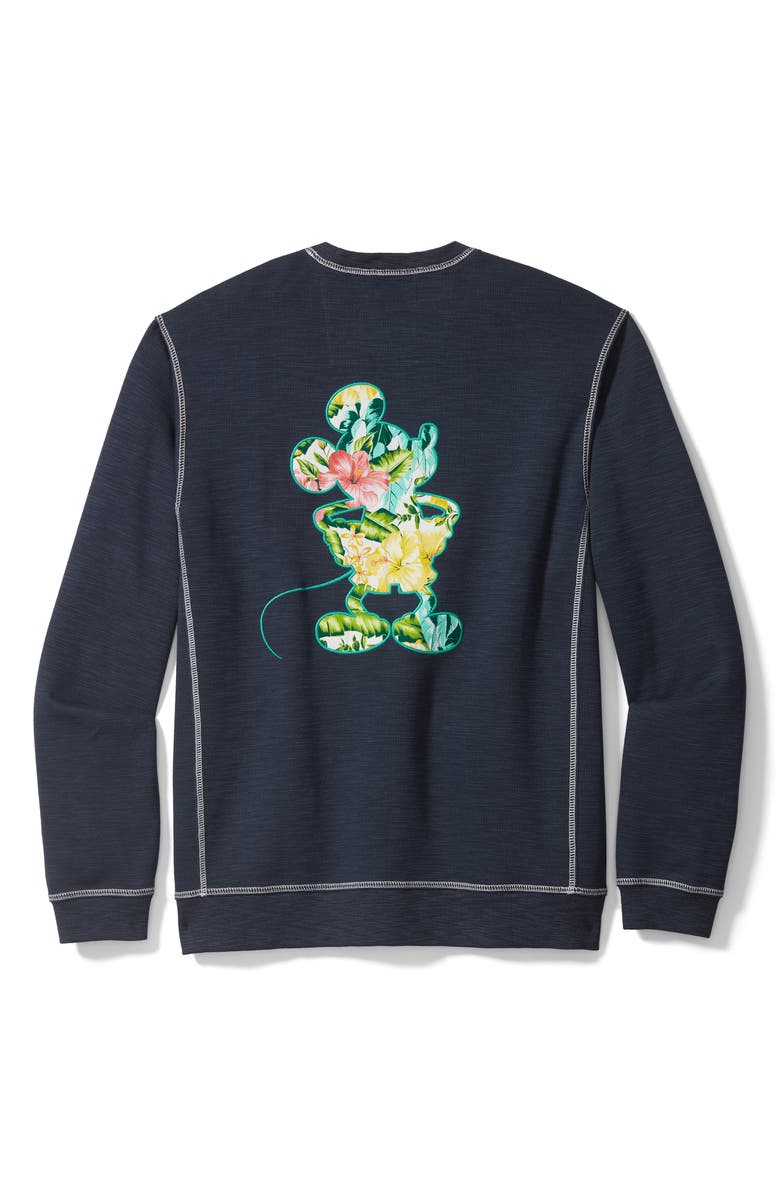 Tommy Bahama x Disney<sup>®</sup> Tobago Mickey Mouse Appliqué Graphic Sweatshirt, Alternate, color, Ocean Deep