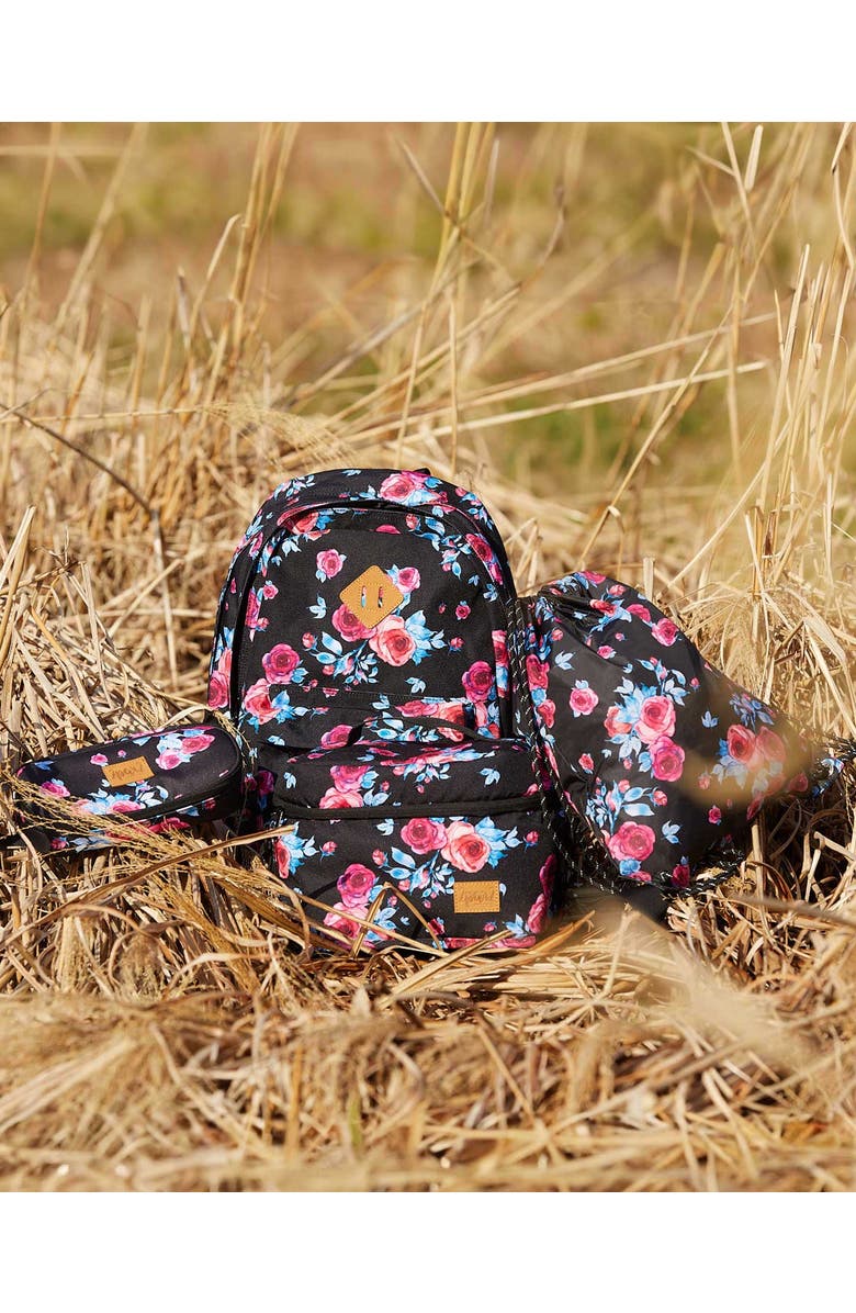 Deux par Deux Girl's Lunch Box Black Printed Roses, Alternate, color,