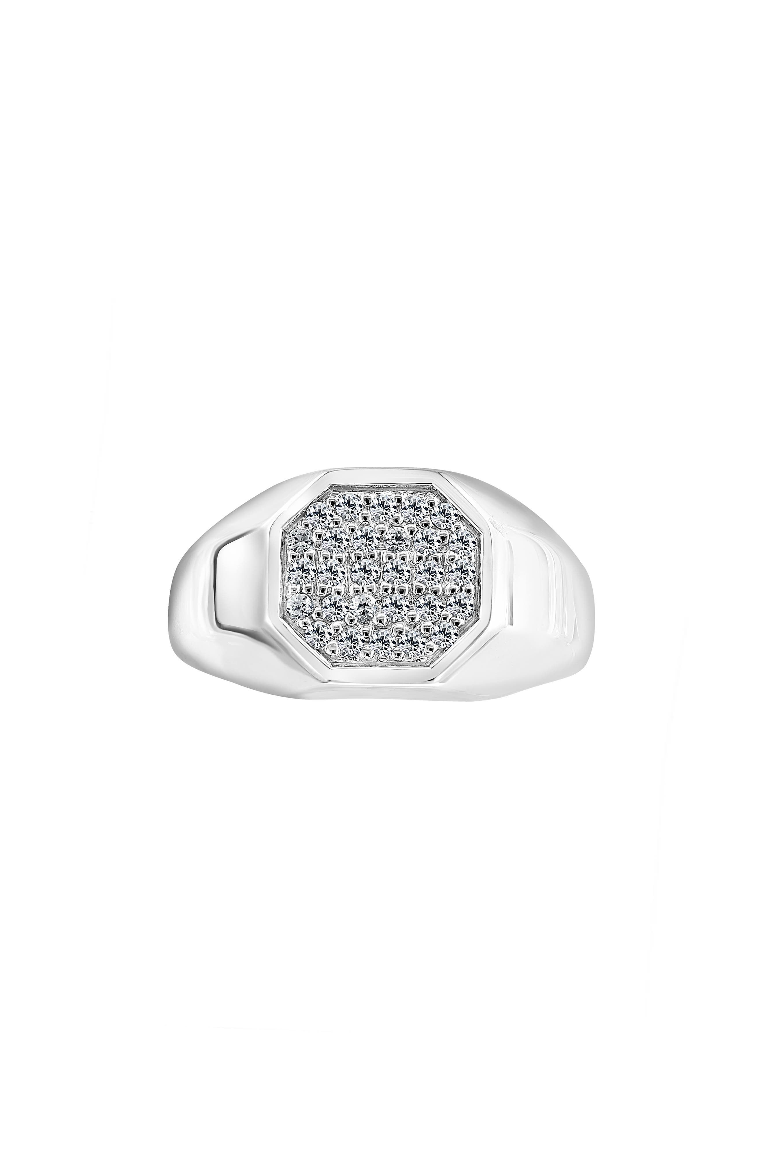 EFFY Men's Pavé White Topaz Signet Ring