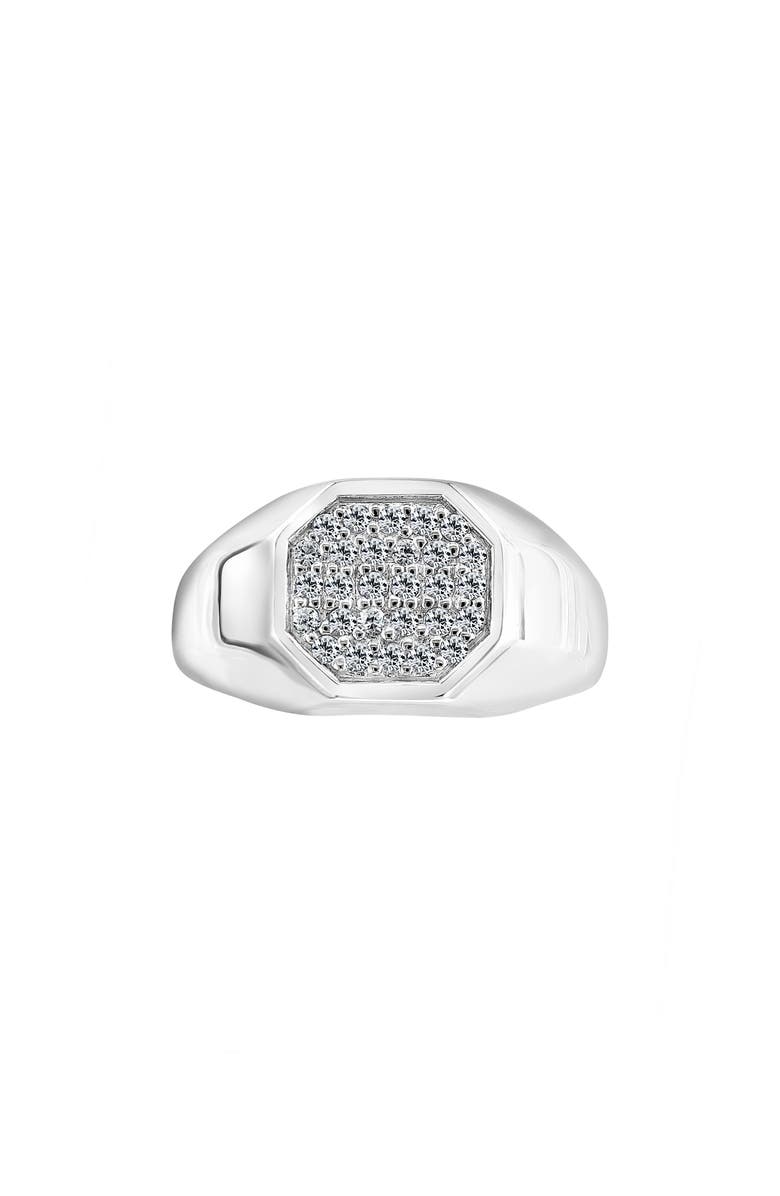 EFFY Men's Pavé White Topaz Signet Ring, Main, color, Silver
