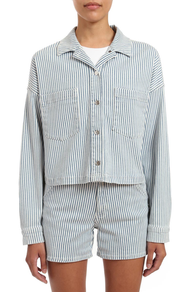 Mavi Jeans Rayna Stripe Crop Denim Jacket, Main, color, 