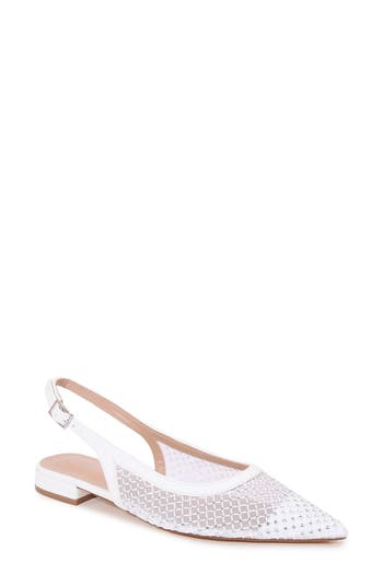 BERNESS BERNESS KENNA RHINESTONE FISHNET SLINGBACK POINTED TOE SKIMMER FLAT