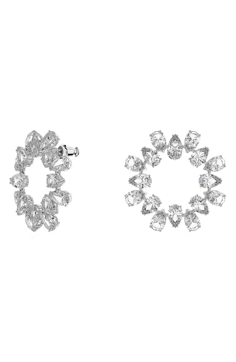 Swarovski Matrix Cubic Zirconia Frontal Hoop Earrings, Alternate, color, Silver / Clear Crystal