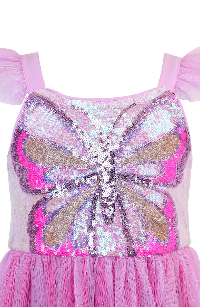Zunie Kids' Ruffle Sequin Butterfly Party Dress, Alternate, color, Orchid