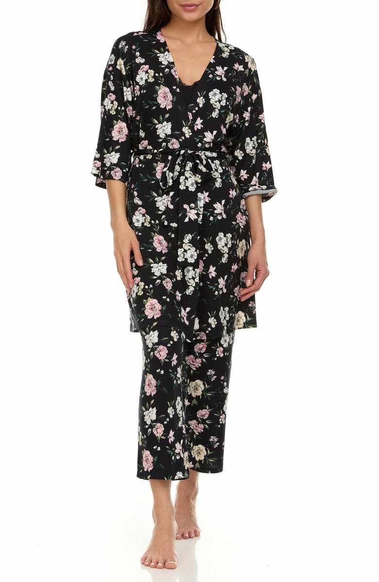 Flora By Flora Nikrooz Madison 3-Piece Travel Pajamas, Alternate, color, Black