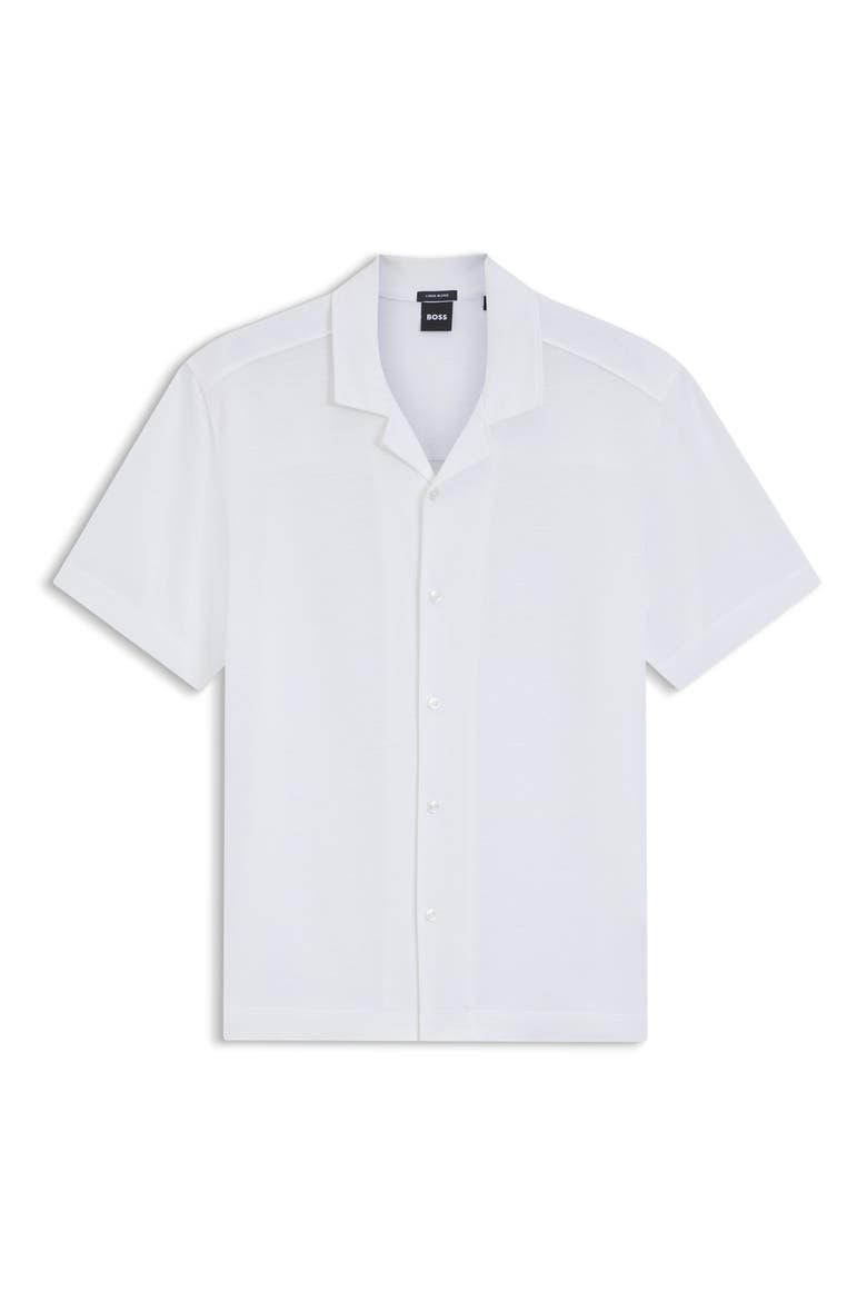 Powell Linen & Cotton Camp Shirt, Main, color, WHITE