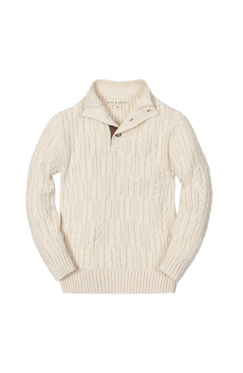 Hope & Henry Kids' Organic Mock Neck Cable Sweater, Main, color, Ivory Twist Cable