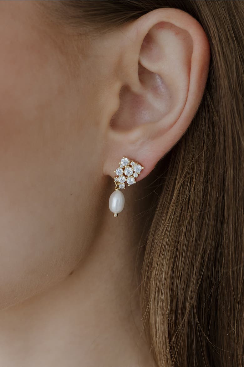First Dance Pearl Drop Earrings, Alternate, color, Metallic Gold
