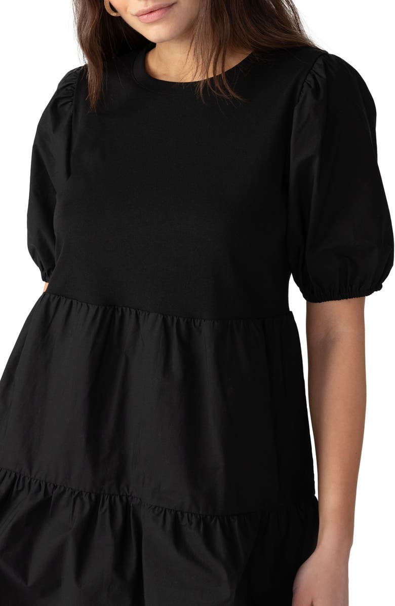 Sanctuary Puff Sleeve Mixed Media Dress, Alternate, color, 