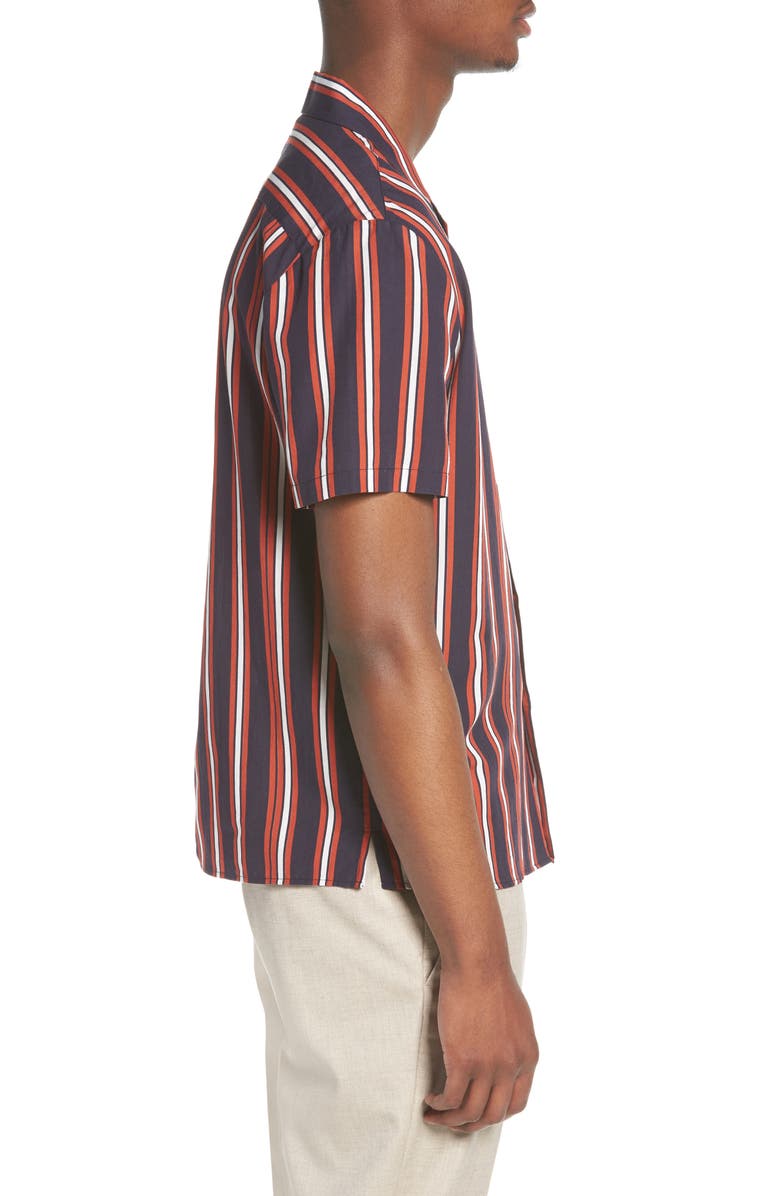 Topman Stripe Camp Shirt, Alternate, color, 