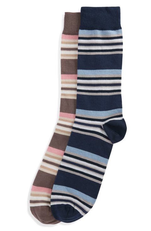 Assorted 2-Pack Summer Stripe Cotton Blend Dress Socks