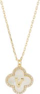 Argento Vivo Sterling Silver Clover Mother-of-Pearl Initial Pendant Necklace