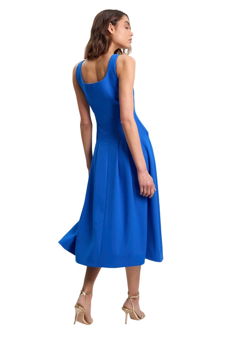 Square Neck Button-Front Midi Dress, Alternate, color, Cobalt