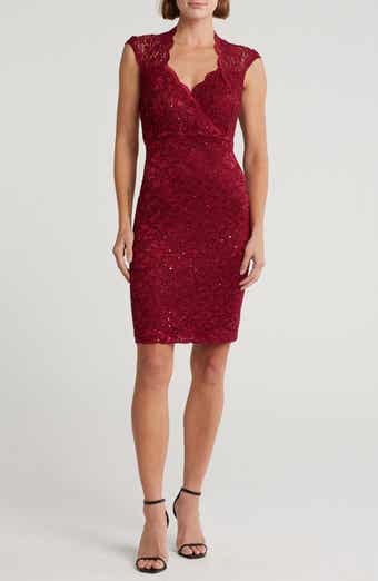 Connected Apparel Stretch Lace Dress with Open Back