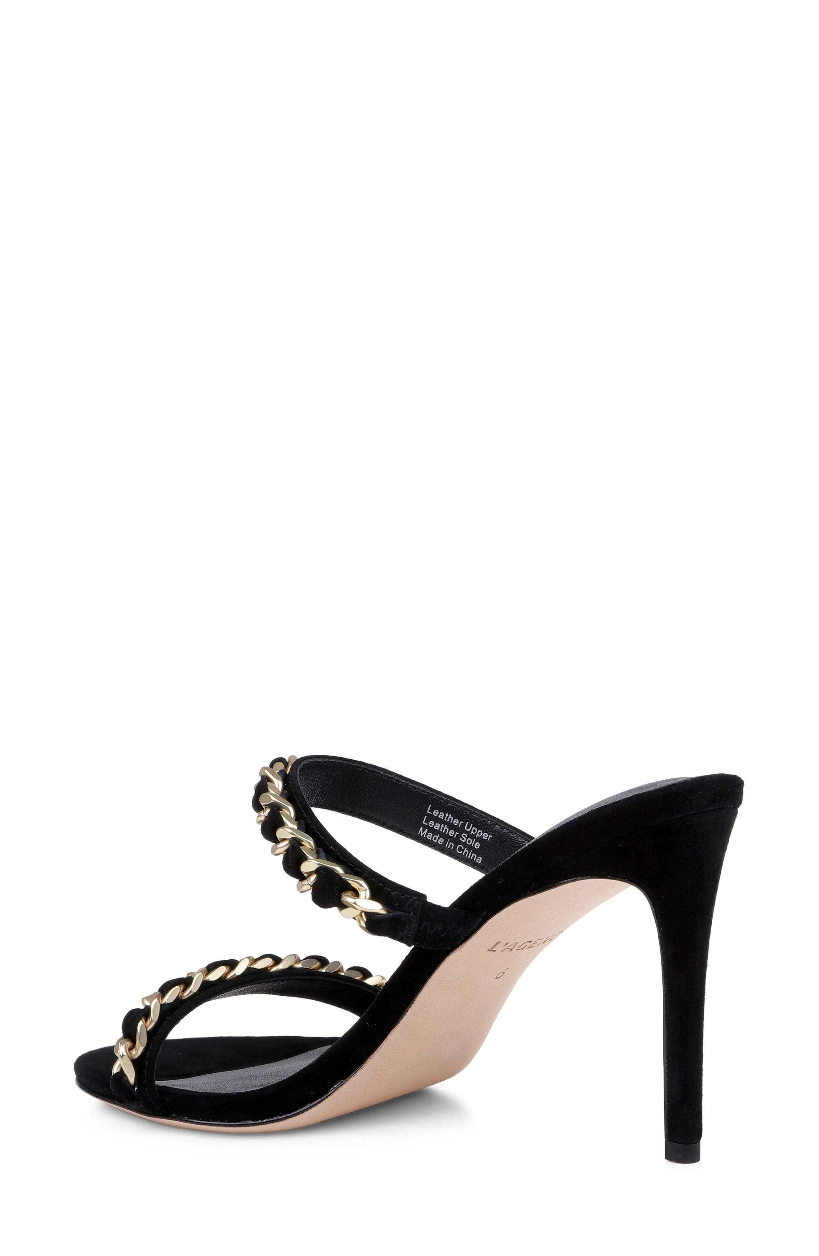 L'AGENCE Sarika Two-Strap Sandal, Alternate, color, Black Suede