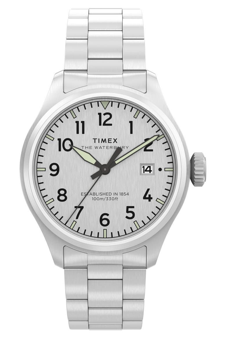 Waterbury Ace Bracelet Strap Watch, 41mm, Main, color, SILVER