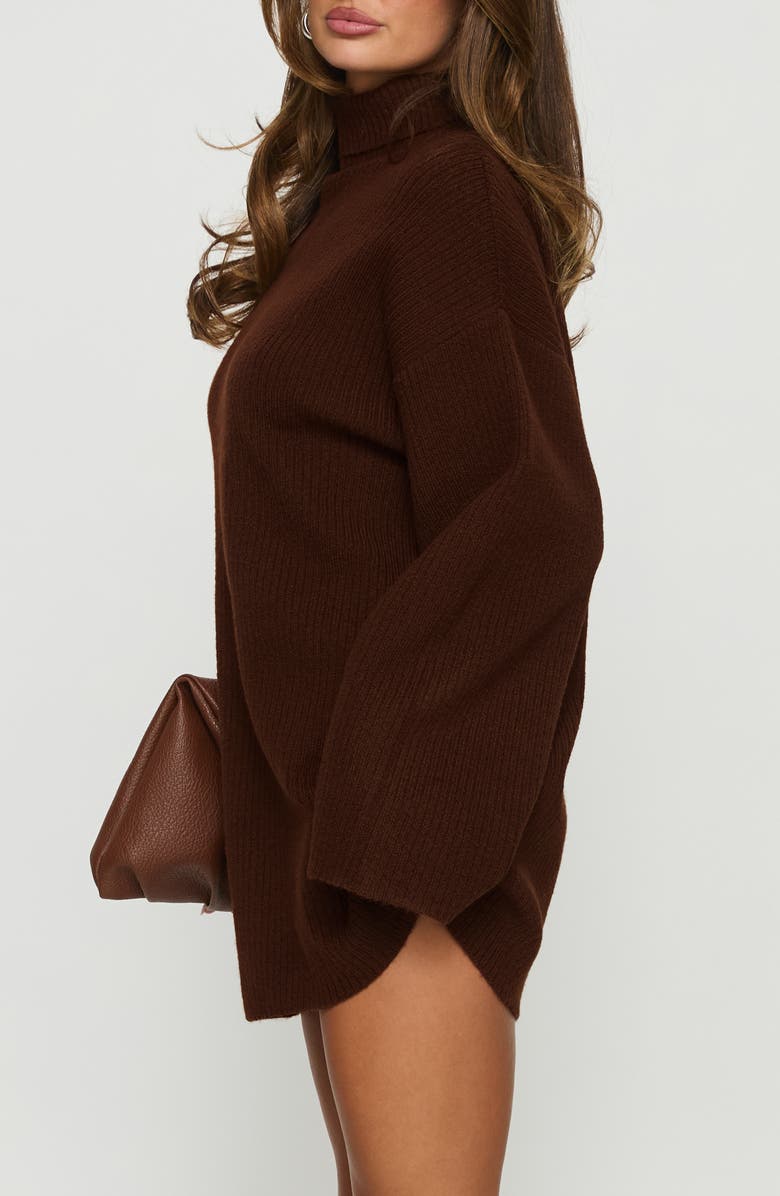 Princess Polly Sonelle Long Sleeve Knit Minidress, Alternate, color, Chocolate