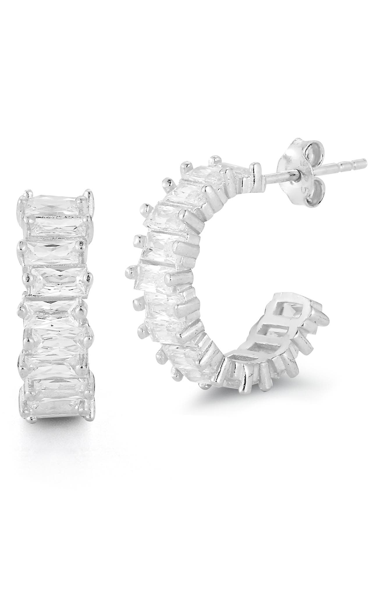 SPHERA MILANO Baguette Cubic Zirconia Hoop Earrings