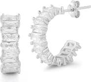 SPHERA MILANO Baguette Cubic Zirconia Hoop Earrings