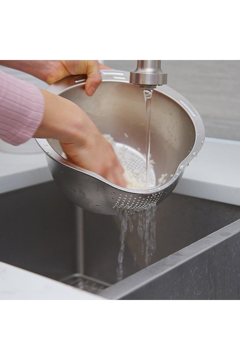 Rice Washer, Colander, and Strainer, Alternate, color, Metallic Silver