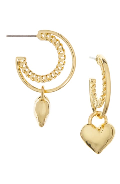 Heart Charm Layered Hoop Earrings