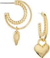 MARLYN SCHIFF Heart Charm Layered Hoop Earrings