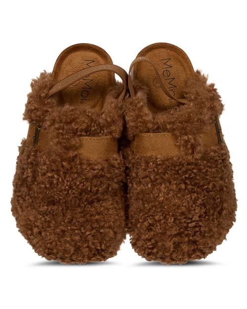 Memoi Little Kids Teddy Faux-ankle Strap Slipper In Brown