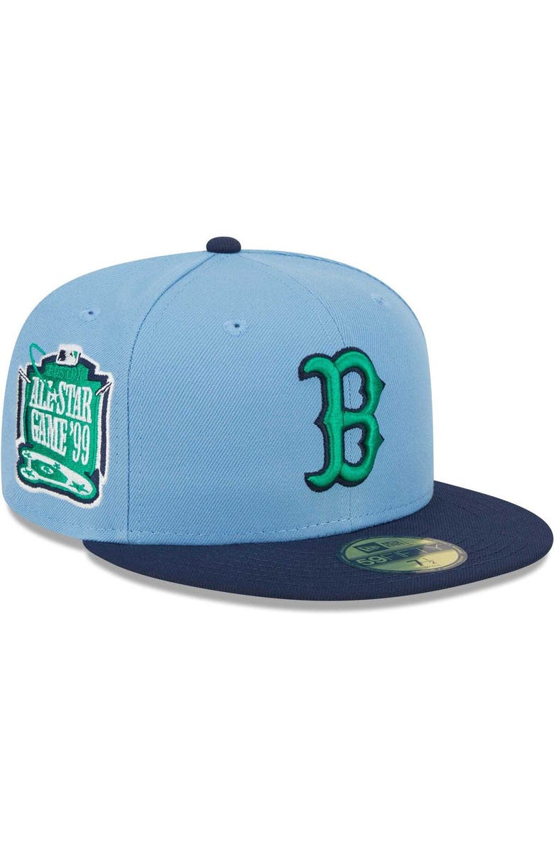 New Era Men's New Era Light Blue/Navy Boston Red Sox Green Undervisor 59FIFTY Fitted Hat, Main, color, 