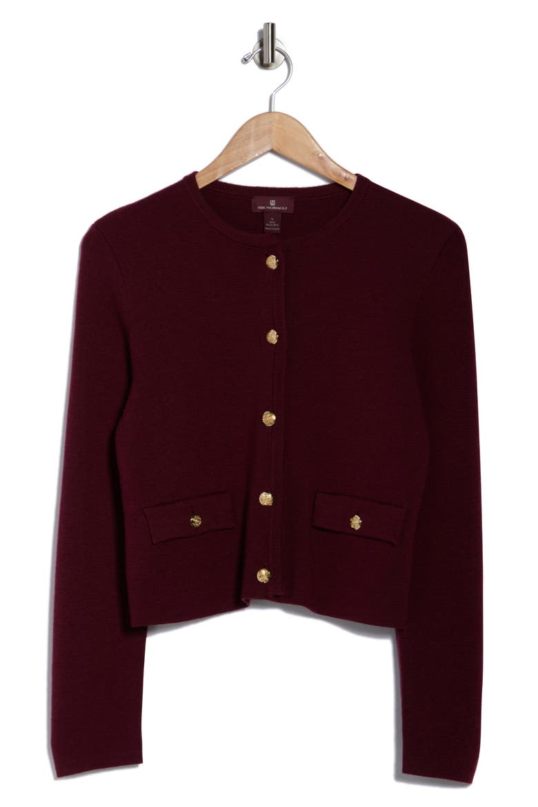 Merino Wool Crop Cardigan, Alternate, color, BORDEAUX
