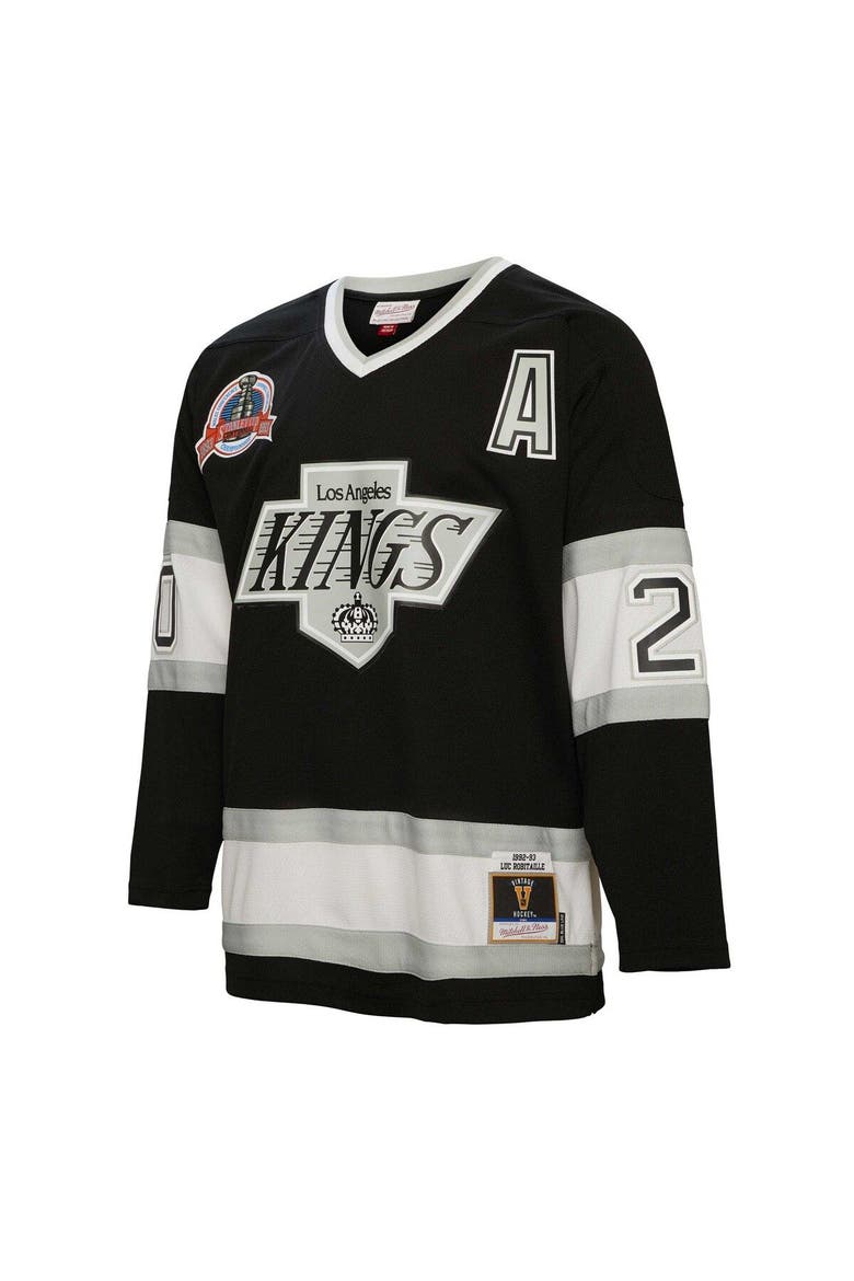 Men's Mitchell & Ness Luc Robitaille Black Los Angeles Kings Alternate Captain Patch 1992/93 Blue Line Player Jersey, Alternate, color, Black