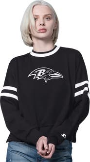 STARTER Women's Starter  Black Baltimore Ravens Rally Drop Shoulder Cropped Sweatshirt
