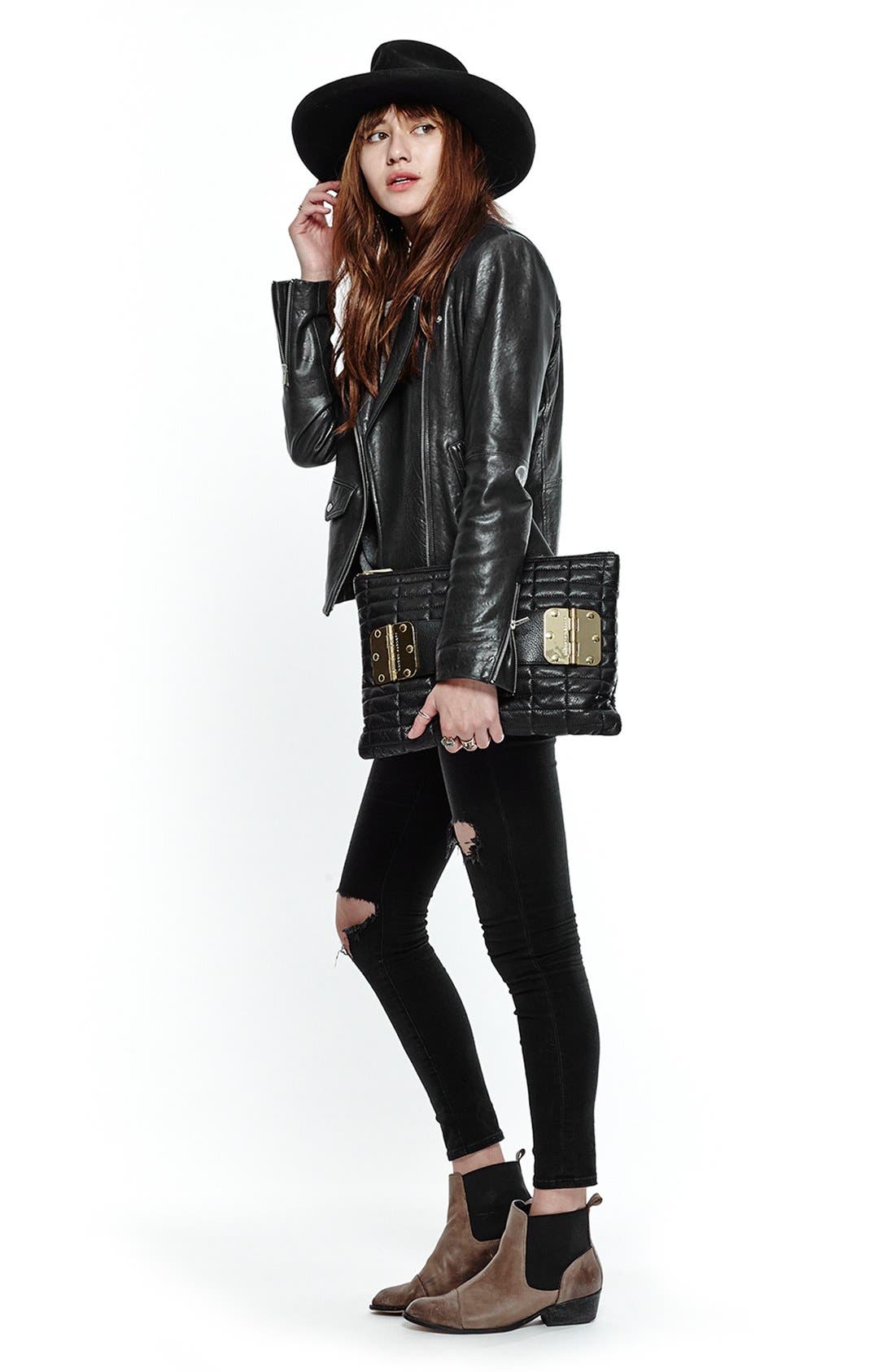 Hayden Harnett 'Bowdoin' Crossbody Bag, Alternate, color, BLACK PERFORATED