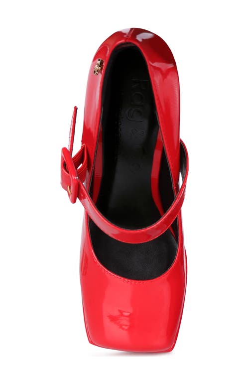 Rag & Co Pablo Red Statement High Platform Heel Mary Jane Sandals In Red