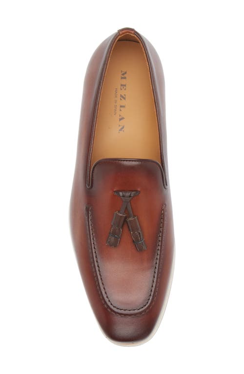 Mezlan Tassel Moc Toe Loafer In Cognac Rust/dark Brown