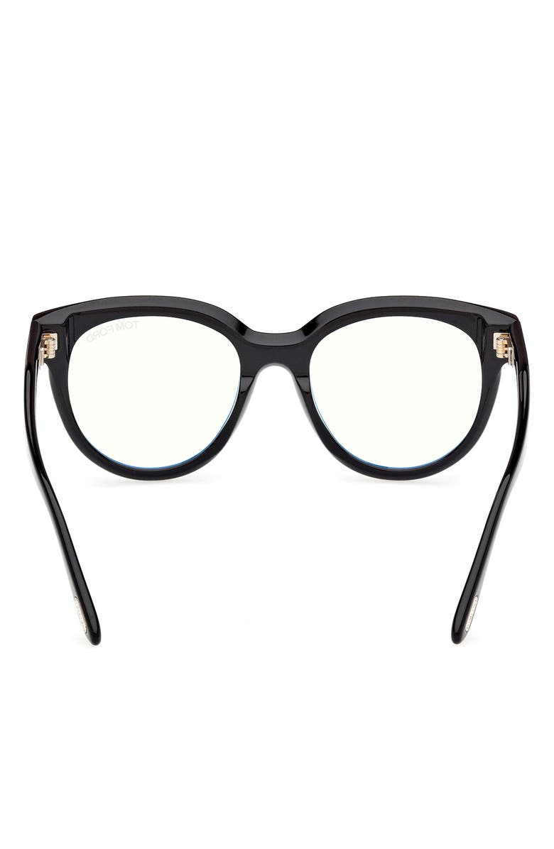 TOM FORD 52mm Butterfly Blue Light Blocking Glasses, Alternate, color, Black