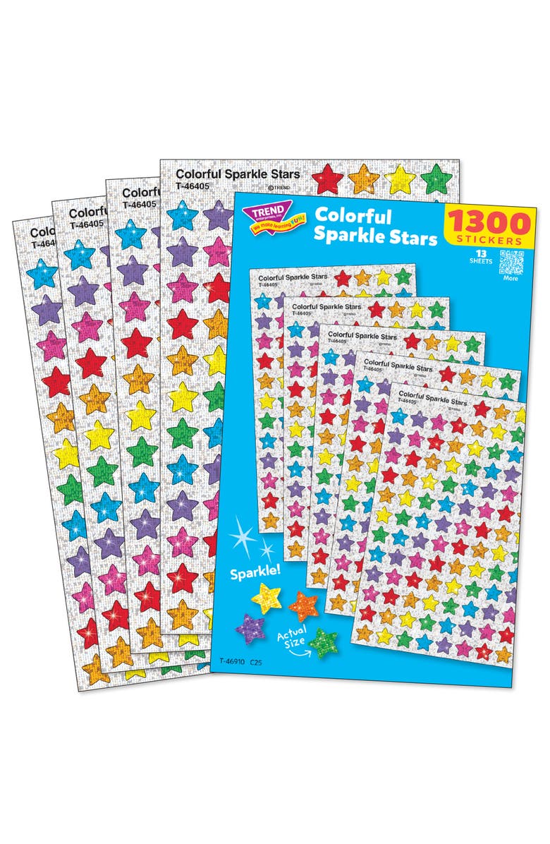TREND SuperShapes Sparkle Stars, 1300 Count Sticker Pack, Alternate, color, Multicolored
