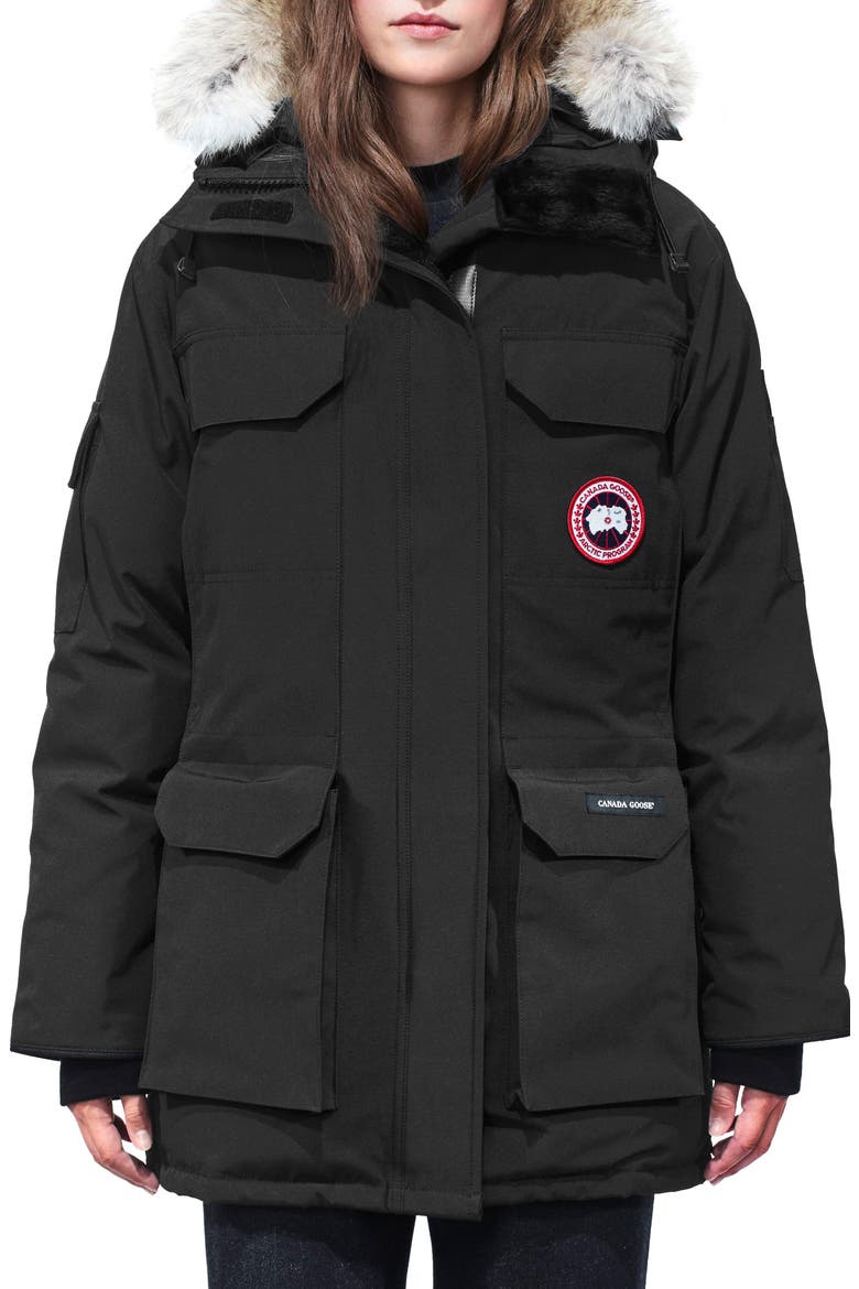 Expedition Extreme Weather Fusion Fit 625 Fill Power Down Parka with Genuine Coyote Fur Trim, Main, color, BLACK